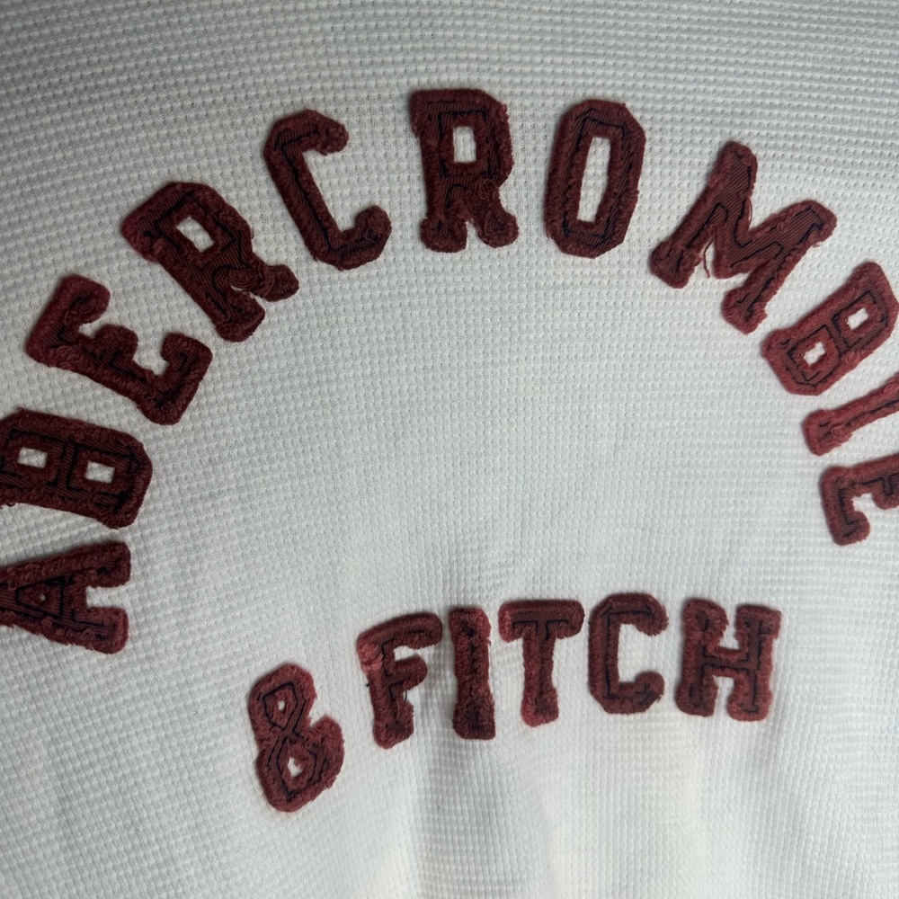 Abercrombie & Fitch Vintage White Sweater with Red Lettering